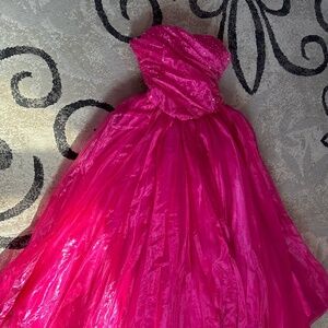 Hot pink sleeveless prom dress